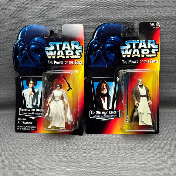 Kenner 1995 Star Wars The Power o/t Force Princess Leia & Ben (Obi-Wan) Kenobi - Picture 1 of 6